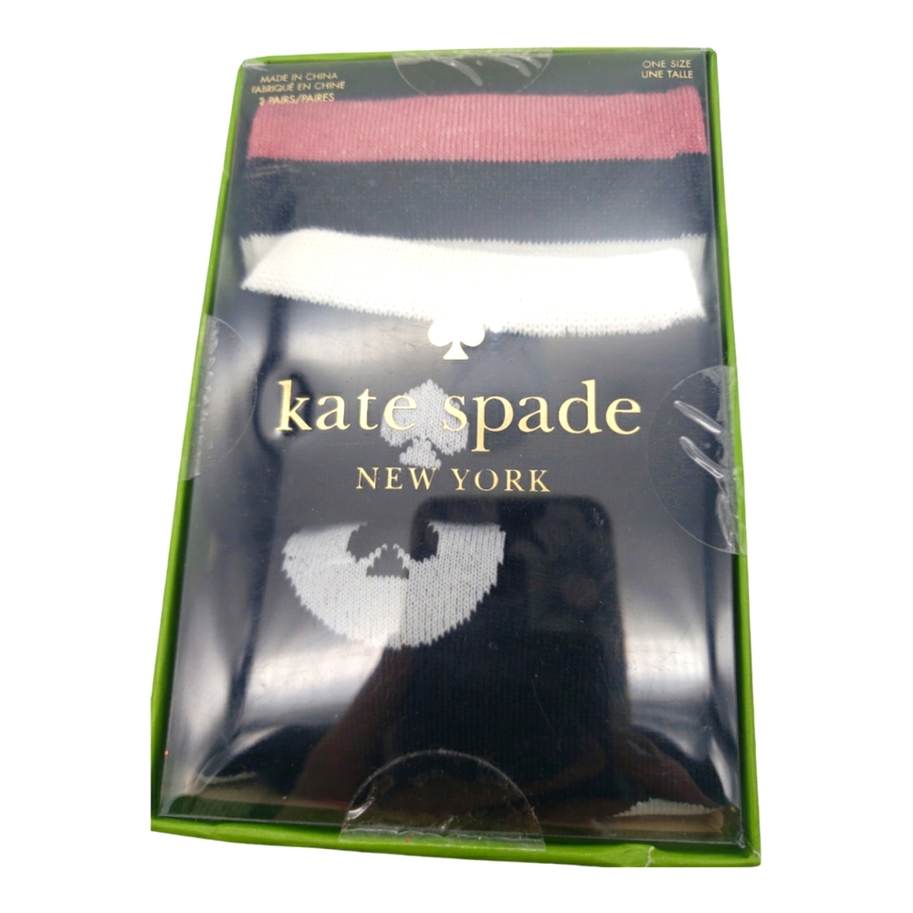 Kate Spade NIB Crew Sock Set 3pc Shoe Size 4-10 Boxed Gift Set